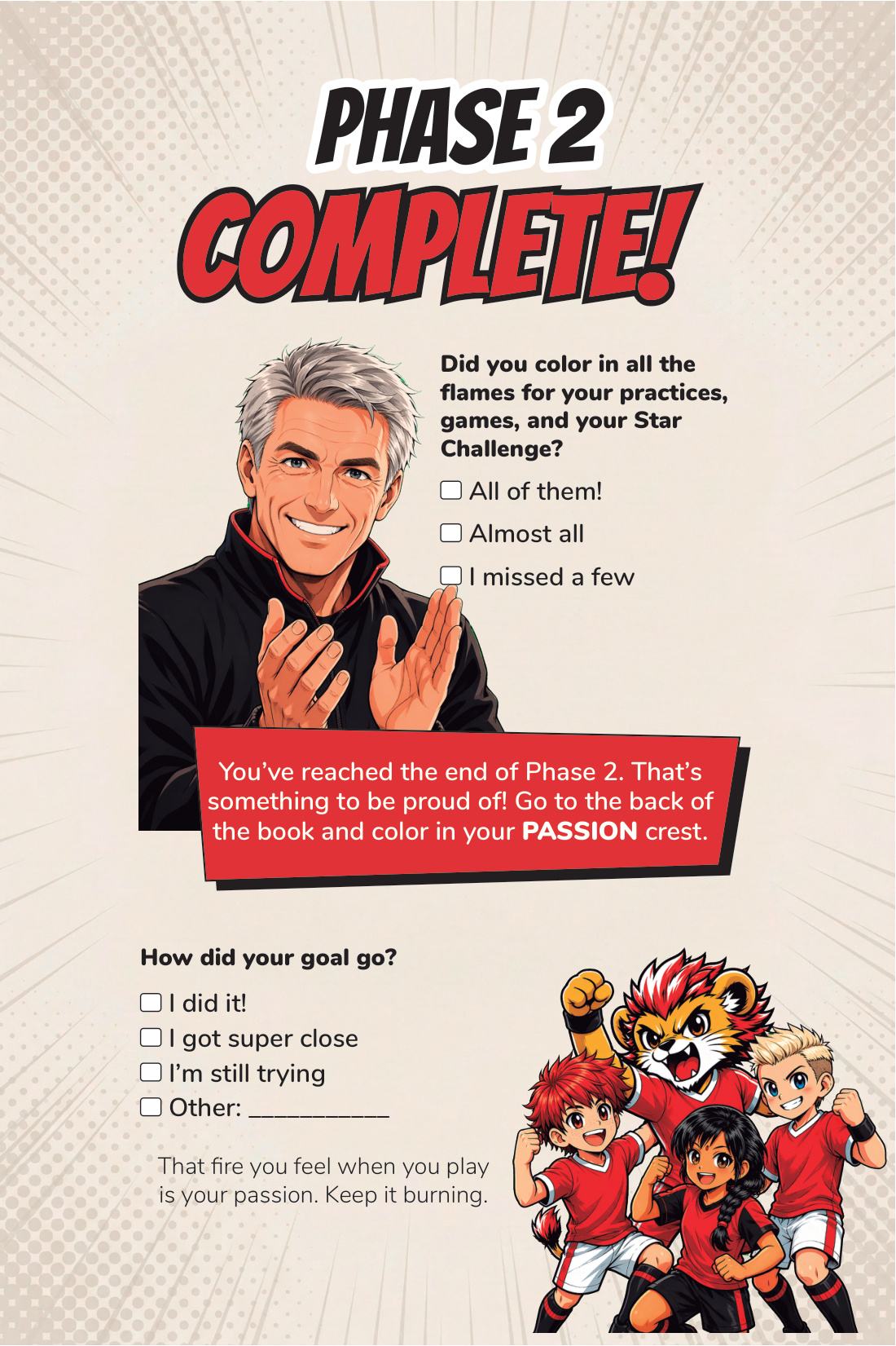 The phase closes — page from Soccer Training Journal