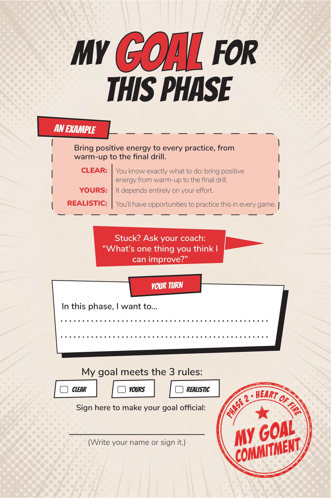 The goal — page from Soccer Training Journal
