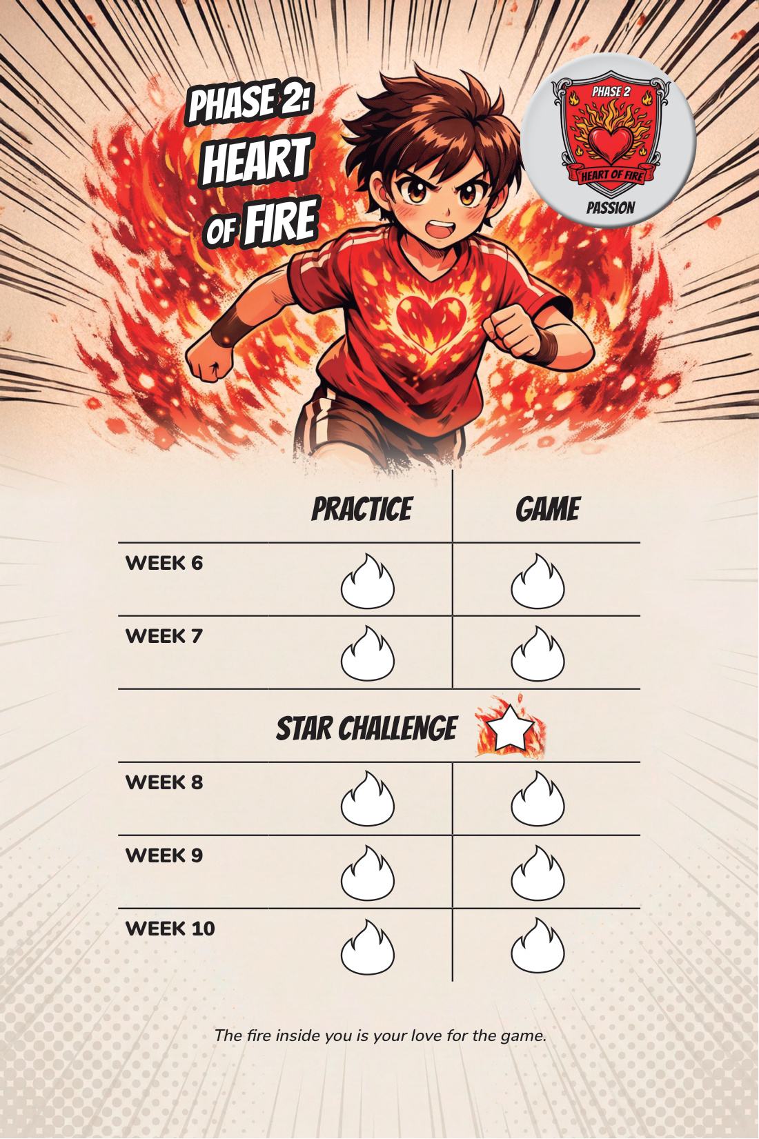 The phase opens — page from Soccer Training Journal