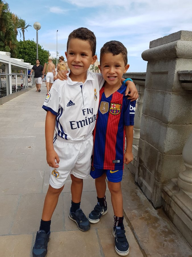 Bruno and Mario in their soccer kits, age six