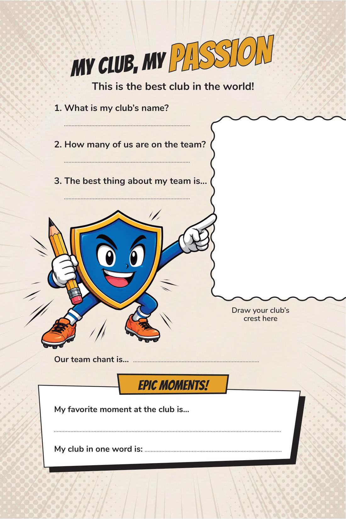 Their club, their team — page from Soccer Training Journal