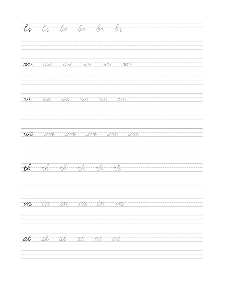 Connecting letters — sample page from Soccer Stories in Cursive
