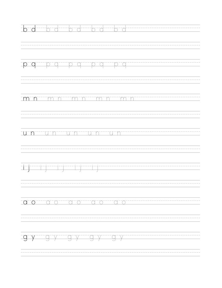 Look-alike letters: b and d, p and q — sample page from Soccer Stories in Print